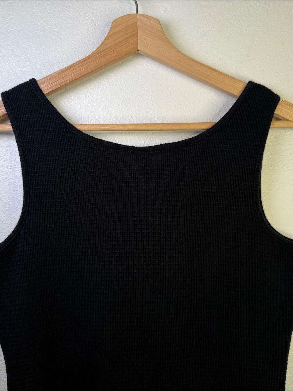 Bisou Bisou Women's Vintage Y2K Black Ribbed Knit Fitted Boho Tank Top Size XL - Picture 12 of 16